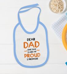 BK Kids Dear Dad Tasarımlı Mavi Bebek Body Zıbın ve Mama Önlüğü Hediye Seti-1