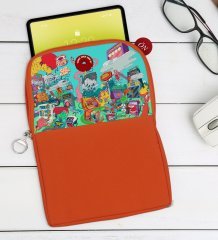 BK Gift Modern Soyut Tasarımlı Taşınabilir Koruyucu Tablet Kılıfı & Organizer Çanta - Turuncu-9