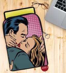 BK Gift Pop Art Tasarımlı Taşınabilir Koruyucu Tablet Kılıfı & Organizer Çanta - Siyah-10