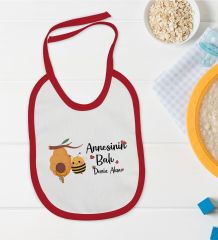 BK Kids Kişiye Özel Annesinin Balı Tasarımlı Kırmızı Bebek Mama Önlüğü-1
