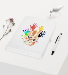Kişiye Özel Resim Öğretmeni Temalı Beyaz Defter Kalem Hediye Seti - 3