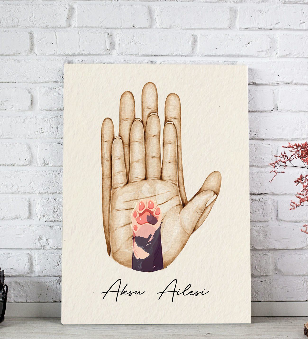 BK Gift Kişiye Özel İsimli Aile ve Pati Tasarımlı Renkli Kanvas Tablo-1 20x30, Ev Dekorasyonu, Arkadaşa Hediye