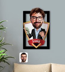 Kişiye Özel İsimli Erkek Milyoner Karikatürlü 3D Ahşap Tablo-1