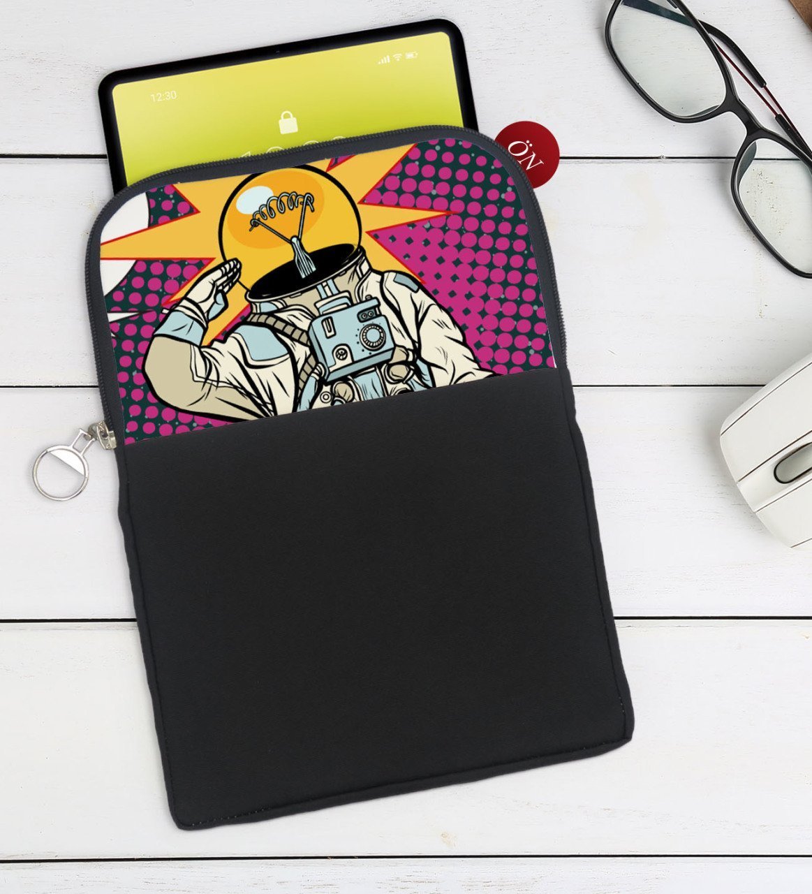 BK Gift Pop Art Tasarımlı Taşınabilir Koruyucu Tablet Kılıfı & Organizer Çanta - Siyah-9