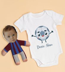 BK Kids Kişiye Özel Fotoğraflı Bebek Yastık ve Bebek Body Zıbın Hediye Seti - Model 5.1