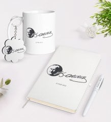 Kişiye Özel Atatürk Temalı Kupa Anahtarlık Beyaz Defter Kalem Hediye Seti-20