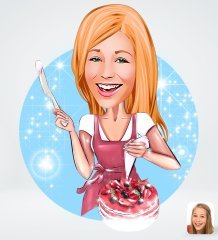 Kişiye Özel Kadın Aşçı Tasarımlı Dijital Karikatür-1