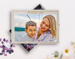 Kişiye Özel Tam Boy Anne ve Oğul Karikatürlü 1000 Parça Profesyonel Puzzle-1