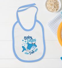 BK Kids Baby Shark Tasarımlı Mavi Bebek Body Zıbın ve Mama Önlüğü Hediye Seti-1