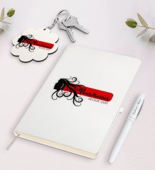 Kişiye Özel Saç Stilisti Beyaz Defter Kalem ve Anahtarlık Hediye Seti-2