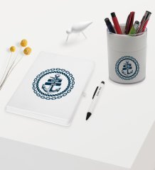 BK Gift Kişiye Özel Çapa Tasarımlı Beyaz Defter Kalem ve Kalemlik Hediye Seti - Model 2