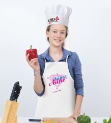 Kişiye Özel Süper Anne Mutfak Önlüğü ve Aşçı Şapkası Seti - 2
