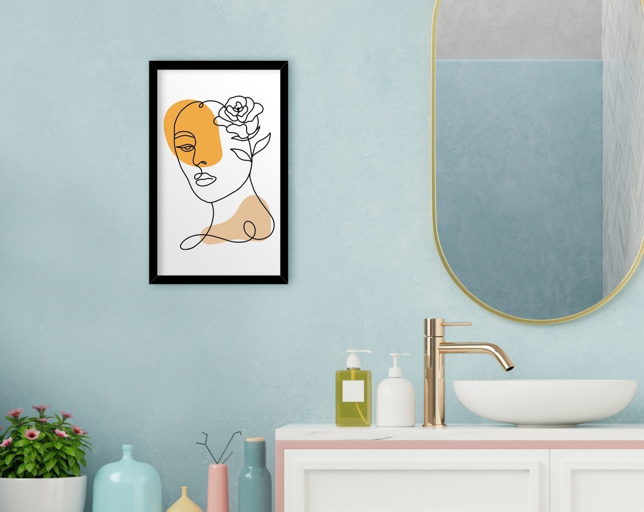 BK Home Banyo Dekoratif Ahşap Siyah Çerçeveli Tablo-5