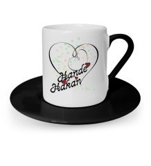 Kişiye Özel Sevgililer Günü Temalı Siyah Türk Kahvesi Fincanı - 11