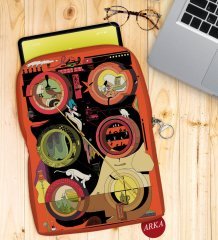 BK Gift Modern Soyut Tasarımlı Taşınabilir Koruyucu Tablet Kılıfı & Organizer Çanta - Turuncu-6