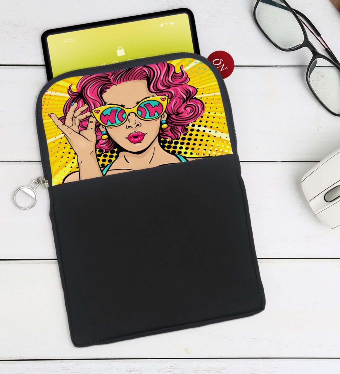 BK Gift Pop Art Tasarımlı Taşınabilir Koruyucu Tablet Kılıfı & Organizer Çanta - Siyah-7