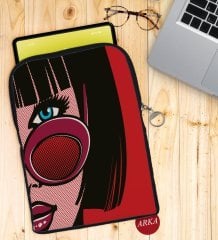 BK Gift Pop Art Tasarımlı Taşınabilir Koruyucu Tablet Kılıfı & Organizer Çanta - Siyah-7