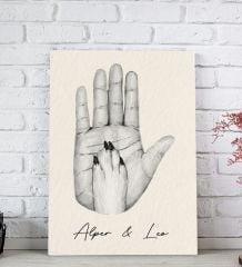 BK Gift Kişiye Özel İsimli El ve Pati Tasarımlı Siyah Beyaz Kanvas Tablo-2 20x30, Ev Dekorasyonu, Arkadaşa Hediye