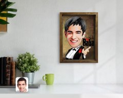 Kişiye Özel Godfather Baba Karikatürlü Doğal Masif Ahşap Çerçeveli Tablo-3