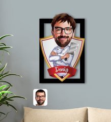 Kişiye Özel İsimli Erkek Kasap Karikatürlü 3D Ahşap Tablo-1