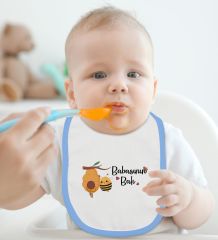 BK Kids Babasının Balı Tasarımlı Mavi Bebek Body Zıbın ve Mama Önlüğü Hediye Seti-1