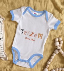 BK Kids Kişiye Özel Mavi Bebek Body Zıbın - Model 59