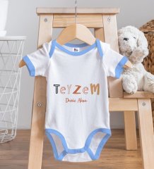 BK Kids Kişiye Özel Mavi Bebek Body Zıbın - Model 59