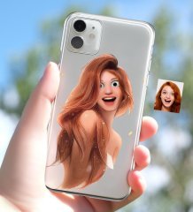 Kişiye Özel Kadın Animasyon Karikatürlü iPhone 11 İnce Şeffaf Silikon Telefon Kapağı-9