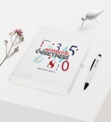 Kişiye Özel Matematik Öğretmeni Temalı Beyaz Defter Kalem Hediye Seti - 4
