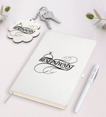Kişiye Özel Resepsiyonist Beyaz Defter Kalem ve Anahtarlık Hediye Seti-2