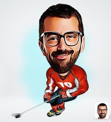 Kişiye Özel Erkek Hokeyci Tasarımlı Dijital Karikatür-1