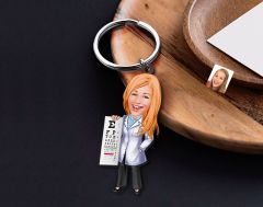 BK Gift Kişiye Özel Doktor Karikatürlü Ahşap Anahtarlık-7 Sevgiliye Hediye, Arkadaşa Hediye, Doğum Günü Hediyesi