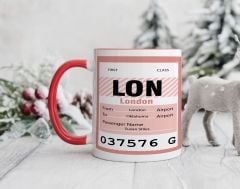 BK Gift Kişiye Özel İsimli Hava Limanı Tasarımlı Kırmızı Kupa Bardak-2, Arkadaşa Hediye, Doğum Günü Hediyesi(DÜZENLENECEK)