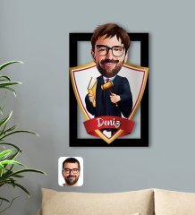 Kişiye Özel İsimli Erkek Hakim Karikatürlü 3D Ahşap Tablo-1