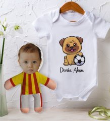 BK Kids Kişiye Özel Fotoğraflı Bebek Yastık ve Bebek Body Zıbın Hediye Seti - Model 4.2