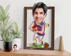 BK Gift Kişiye Özel Amerikan Futbolcusu Karikatürlü 3D Ahşap Tablo-11, Sevgiliye Hediye, Arkadaşa Hediye, Doğum Günü Hediyesi