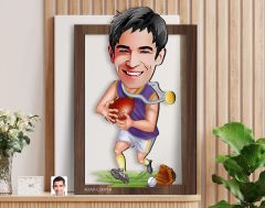 BK Gift Kişiye Özel Amerikan Futbolcusu Karikatürlü 3D Ahşap Tablo-11, Sevgiliye Hediye, Arkadaşa Hediye, Doğum Günü Hediyesi
