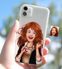 Kişiye Özel Kadın Animasyon Karikatürlü iPhone 11 İnce Şeffaf Silikon Telefon Kapağı-8