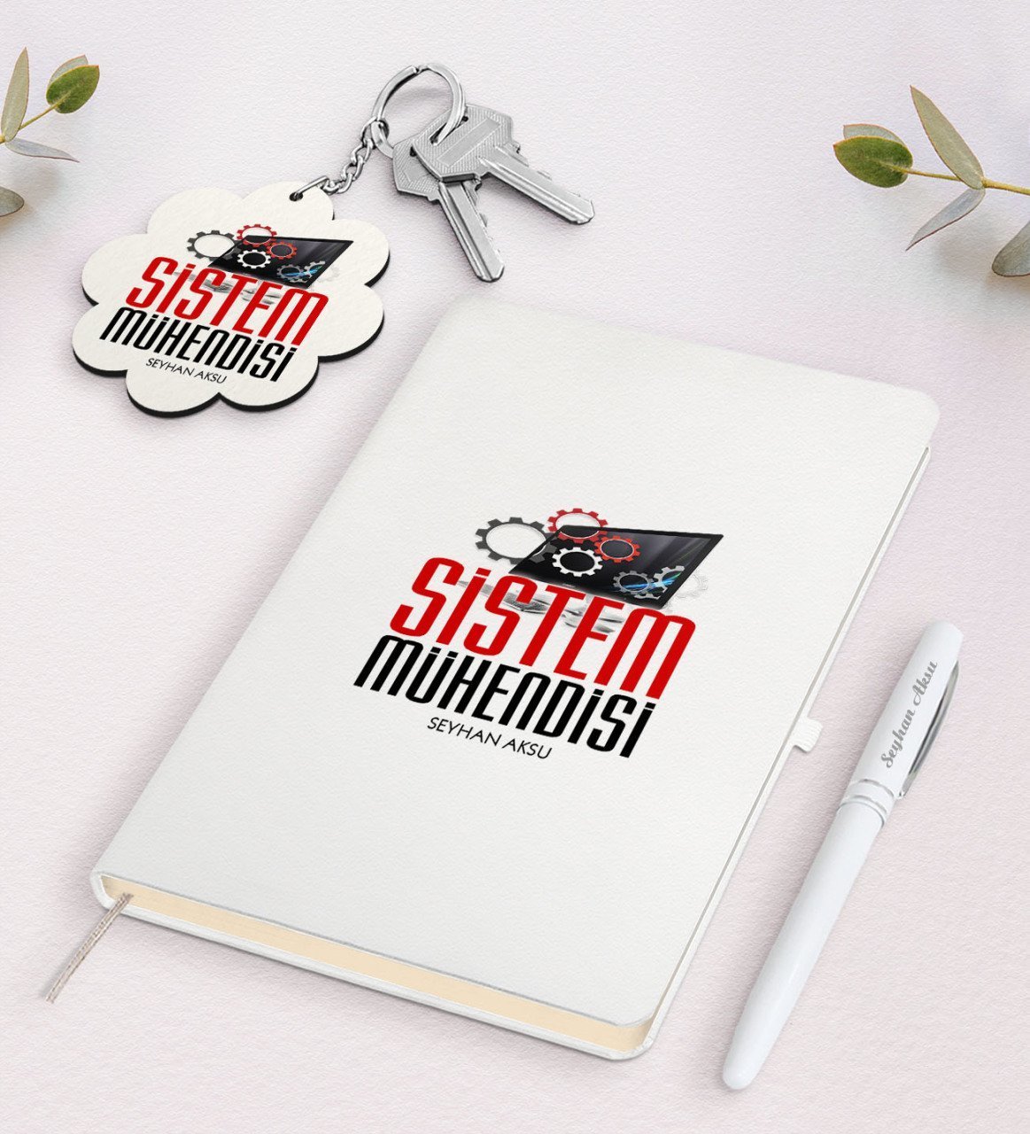 Kişiye Özel Sistem Mühendisi Beyaz Defter Kalem Ve Anahtarlık Hediye Seti-2