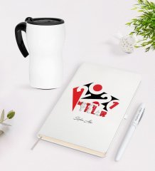 BK Gift Kişiye Özel Yılbaşı 2023 Mutlu Yıllar Beyaz Defter Kalem Termos Mug Seti - 1