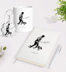 Kişiye Özel Atatürk Temalı Kupa Anahtarlık Beyaz Defter Kalem Hediye Seti-16