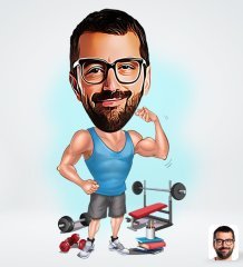 Kişiye Özel Erkek Fitnesscı Tasarımlı Dijital Karikatür-1