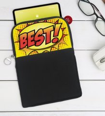 BK Gift Pop Art Tasarımlı Taşınabilir Koruyucu Tablet Kılıfı & Organizer Çanta - Siyah-4