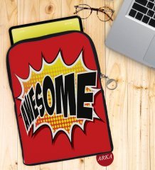 BK Gift Pop Art Tasarımlı Taşınabilir Koruyucu Tablet Kılıfı & Organizer Çanta - Siyah-4