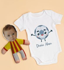 BK Kids Kişiye Özel Fotoğraflı Bebek Yastık ve Bebek Body Zıbın Hediye Seti - Model 4.1