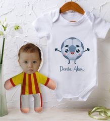BK Kids Kişiye Özel Fotoğraflı Bebek Yastık ve Bebek Body Zıbın Hediye Seti - Model 4.1