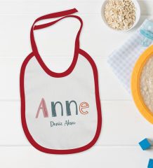 BK Kids Kişiye Özel Anne Tasarımlı Kırmızı Bebek Mama Önlüğü-1