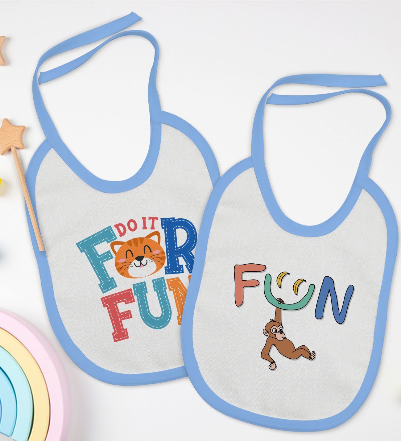 BK Kids Fun Tasarımlı 2’li Mavi Mama Önlüğü-1