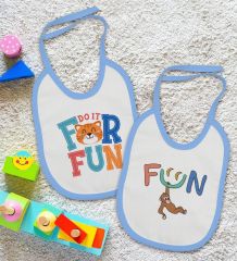 BK Kids Fun Tasarımlı 2’li Mavi Mama Önlüğü-1