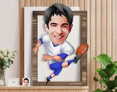 BK Gift Kişiye Özel Amerikan Futbolcusu Karikatürlü 3D Ahşap Tablo-10, Sevgiliye Hediye, Arkadaşa Hediye, Doğum Günü Hediyesi
